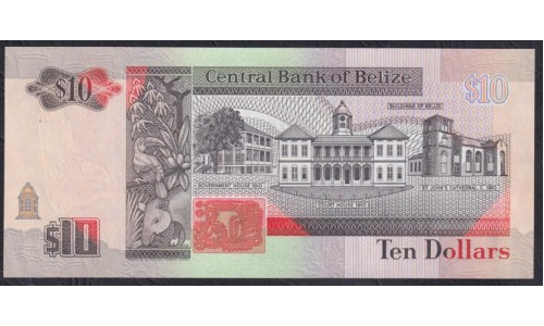 Белиз 10 долларов 1990 года (BELIZE 10 dollars 1990) P 54a: UNC