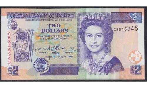 Белиз 2 доллара 1999 года (BELIZE 2 dollars 1999) P 60a: UNC