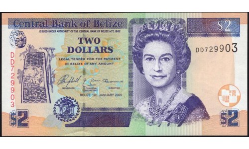 Белиз 2 доллара 2005 (BELIZE 2 dollars 2005) P 66b : UNC