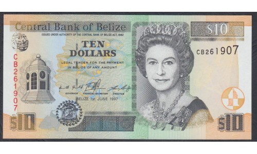 Белиз 10 долларов 1997 (BELIZE 10 dollars 1997) P 62a: UNC