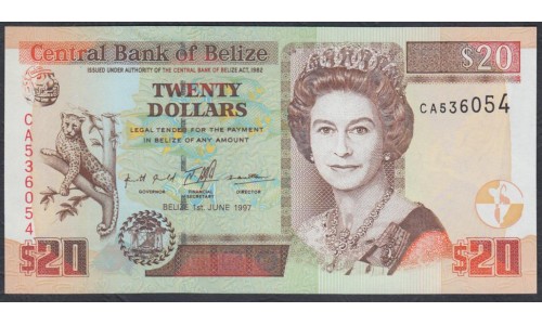 Белиз 20 долларов 1997 (BELIZE 20 dollars 1997) P 63a: UNC