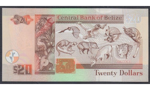 Белиз 20 долларов 1997 (BELIZE 20 dollars 1997) P 63a: UNC