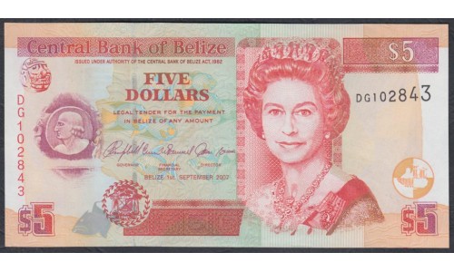 Белиз 5 долларов 2007 (BELIZE 5 dollars 2007) P 67c: UNC