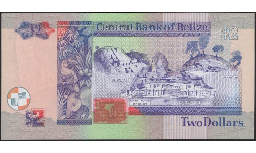 Белиз 2 доллара 2002 (BELIZE 2 dollars 2002) P 60b : UNC