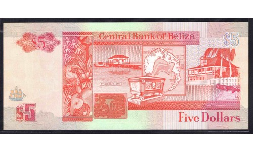 Белиз 5 долларов 1990 (BELIZE 5 dollars 1990) P 53а : UNC