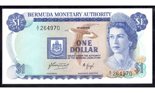 Бермудские Острова 1 доллар 1975  г. (BERMUDA 1 Dollar 1975) P 28a: UNC