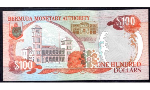 Бермудские Острова 100 долларов 2000  г. (BERMUDA 100 Dollars 2000) P 55а: UNC