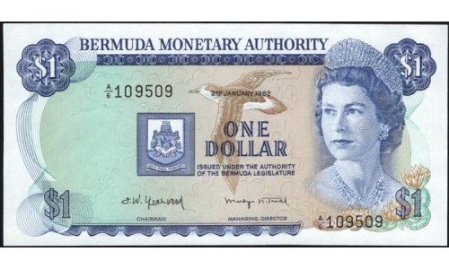 Бермудские Острова 1 доллар 1982 (BERMUDA 1 Dollar 1982) P 28b : UNC