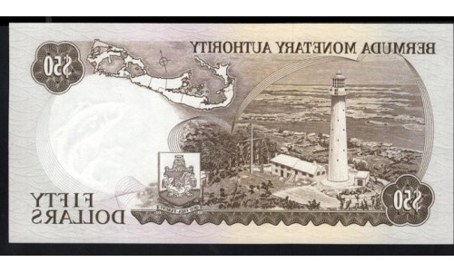 Бермудские Острова 50 долларов 1.04.1978 года, РЕДКИЕ (BERMUDA 50 Dollars 1.04.1978, RARE) P 32b: UNC