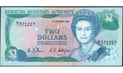 Бермудские Острова 2 доллара 1988 (BERMUDA 2 Dollars 1988) P 34a: UNC