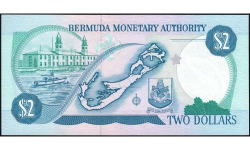 Бермудские Острова 2 доллара 1988 (BERMUDA 2 Dollars 1988) P 34a: UNC