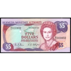 Бермудские Острова 5 долларов 1989, РЕДКИЕ (BERMUDA 5 Dollars 1989) P 35b: UNC