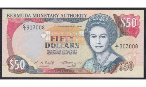 Бермудские Острова 50 долларов 1996 года, C/1 303008 (BERMUDA 50 Dollars 1996) P 44c: UNC