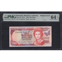 Бермудские Острова 100 долларов 1996 года, серия замещения (BERMUDA 100 Dollars 1996 REPLACEMENT) P 45r: PMG 64 Choice Uncirculated EPQ 