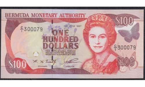 Бермудские Острова 100 долларов 1997 года, C/1 300079 (BERMUDA 100 Dollars 1997) P 49: UNC