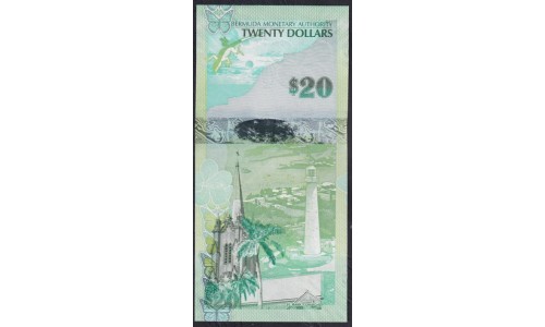 Бермудские Острова 20 долларов 2009 г. (BERMUDA 20 Dollars 2009) P 60b: UNC