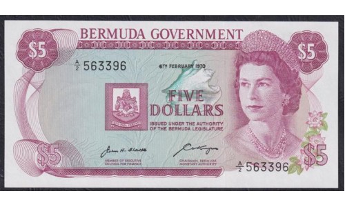 Бермудские Острова 5 долларов 1970года (BERMUDA 5 Dollars 1970) P 24a: UNC