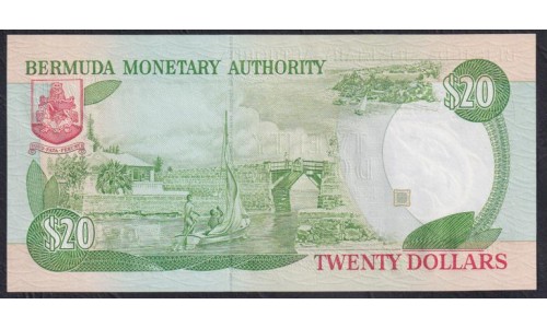 Бермудские Острова 20 долларов 1989 г. (BERMUDA 20 Dollars 1989) P 37b: UNC