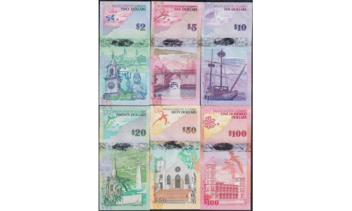 Бермудские острова 1, 5, 10, 20, 50 и 100 долларов 2009 год  (BERMUDA 1, 5, 10, 20, 50, 100 Dollars SPECIMEN) P 57a, 58a, 59a, 60a, 61a, 62a: UNC