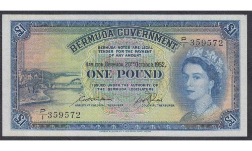 Бермудские Острова 1 фунт 1952 года (BERMUDA 1 Pound 1952) P 20a: aUNC/UNC