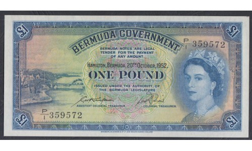 Бермудские Острова 1 фунт 1952 года (BERMUDA 1 Pound 1952) P 20a: aUNC/UNC