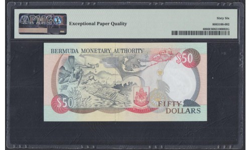 Бермудские Острова 50 долларов 1992 г. (BERMUDA 50 Dollars 1992) P 40: UNC PMG 66 EPQ