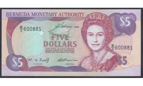 Бермудские Острова 5 долларов 1996 года (BERMUDA 5 Dollars 1996) P 41c: UNC 