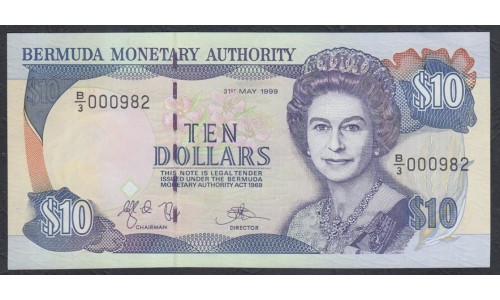 Бермудские Острова 10 долларов 1999 года (BERMUDA 10 Dollars 1999) P 42d: UNC 