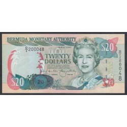 Бермудские Острова 20 долларов 2000 года, НИЗКИЙ НОМЕР (BERMUDA 20 Dollars 2000) P 53A: UNC 