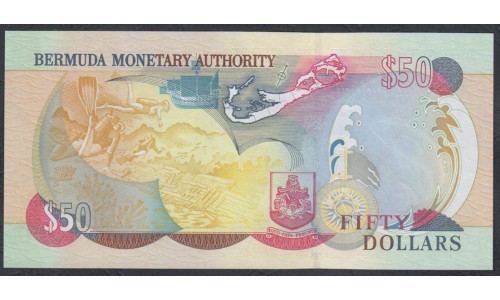 Бермудские Острова 50 долларов 2007 г. СУПЕР НОМЕР (BERMUDA 50 Dollars 2007) P 54b: UNC