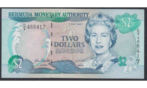 Бермудские Острова 2 доллара 2007 год, РЕДКОСТЬ!!! (BERMUDA 2 Dollars 2007 RARE!!!) P50b: UNC
