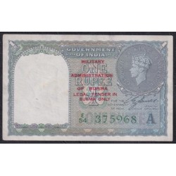 Бирма 1 рупия ND (1945), Военная Администрация, E/54 375968A (BURMA 1 Rupee 1945, Military Administration, KGVI, ND(1945)) P25: UNC--