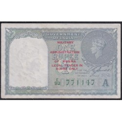 Бирма 1 рупия ND (1945), Военная Администрация, E/92 771147A (BURMA 1 Rupee 1945, Military Administration, KGVI, ND(1945)) P25: UNC--