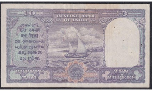 Бирма 10 рупий ND (1945), Военная Администрация (BURMA 10 Rupees 1945, Military Administration, KGVI, ND(1945)) P28: VF/XF