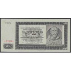 Богемия и Моравия 1000 крон 1942 года (BOHEMIA & MORAVIA 1000 Kronen / Korun 1942) P13a: UNC 