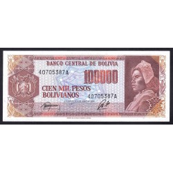 Боливия 100000 песо 1984 г. (BOLIVIA  100000 pesos 1984) P 171: UNC
