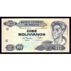 Боливия 10 боливиано 1986 г. (BOLIVIA 10 bolivianos 1986) P228(1): UNC
