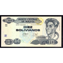 Боливия 10 боливиано 1986 г. (BOLIVIA 10 bolivianos 1986) P 238A: UNC