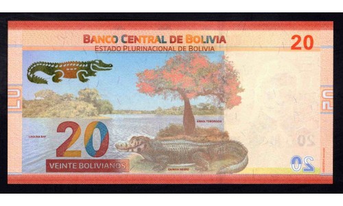 Боливия 20 боливиано 1986 (2018-2019) (BOLIVIA 20 bolivianos 1986(2018-2019)) P 249: UNC