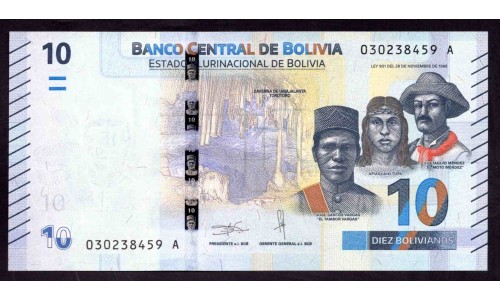 Боливия 10 боливиано 1986 (2018-2019) (BOLIVIA 10 bolivianos 1986(2018-2019) P 248: UNC
