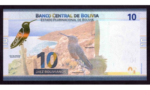 Боливия 10 боливиано 1986 (2018-2019) (BOLIVIA 10 bolivianos 1986(2018-2019) P 248: UNC