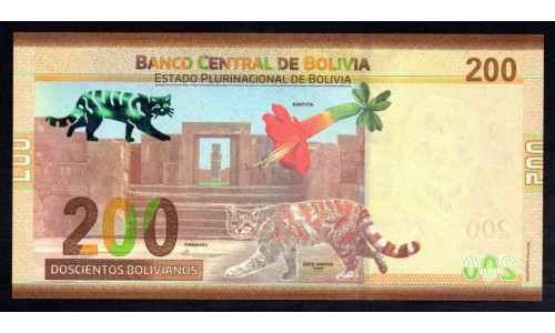 Боливия 200 боливиано 1986 (2018-2019) (BOLIVIA 200 bolivianos 1986 (2018-2019) P W252: UNC