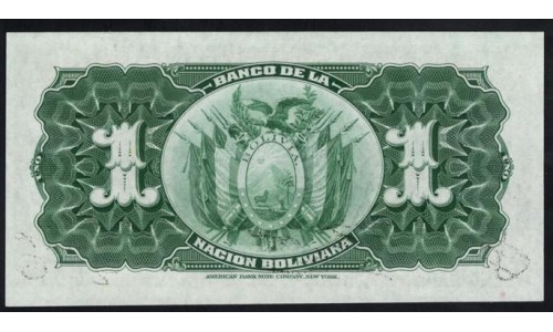 Боливия 1 боливиано 1911 г. (BOLIVIA 1 boliviano 1911) P 102а(5): UNC