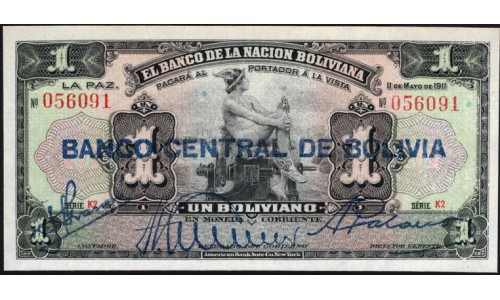 Боливия 1 боливиано 1929 (BOLIVIA 1 boliviano 1929) P 112(2-1) : UNC