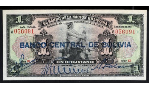 Боливия 1 боливиано 1929 (BOLIVIA 1 boliviano 1929) P 112(2-1) : UNC