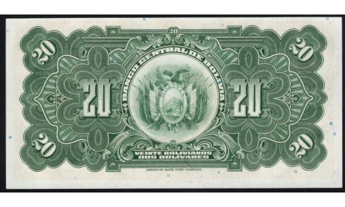 Боливия 20 боливиано 1928 г. (BOLIVIA  20olivianos 1928 ) P 122a(9): UNC