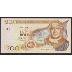 Боливия 200 боливиано 1986 г. (BOLIVIA 200 bolivianos 1986) P 232(2): UNC