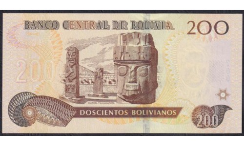 Боливия 200 боливиано 1986 год (BOLIVIA 200 bolivianos 1986) P 247(2): UNC