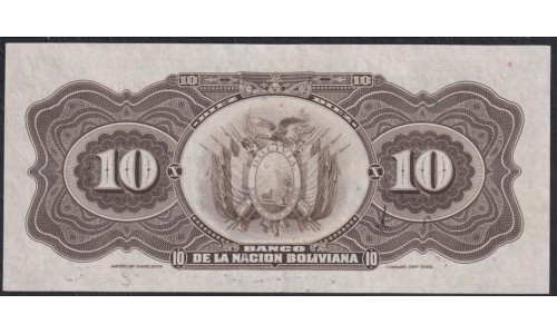 Боливия 10 боливиано 11.05.1911 г. (BOLIVIA 10 bolivianos 11.05.1911) P 107b(2): aUNC
