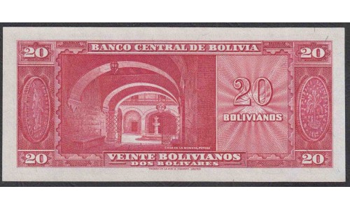 Боливия 20 боливиано 1945 г. (BOLIVIA 20 bolivianos 1945 g.) P140(5): UNC